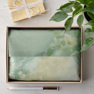 dreamy Soft Sage and Mint Green Floral Tissue Paper