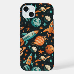 Dreamy Spacecore Planets Teal Orange Cosmic iPhone 15 Plus Case
