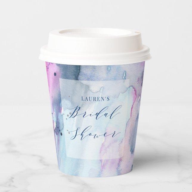 Dreamy Spring Watercolor Bridal Shower Paper Cups (Front)