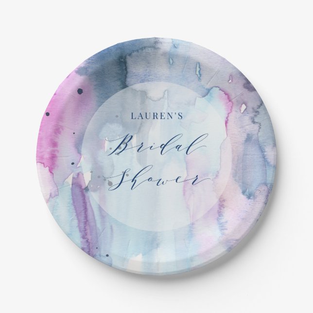 Dreamy Spring Watercolor Bridal Shower Paper Plate (Front)
