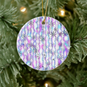Dreamy Starburst Waves Pattern Ceramic Ornament