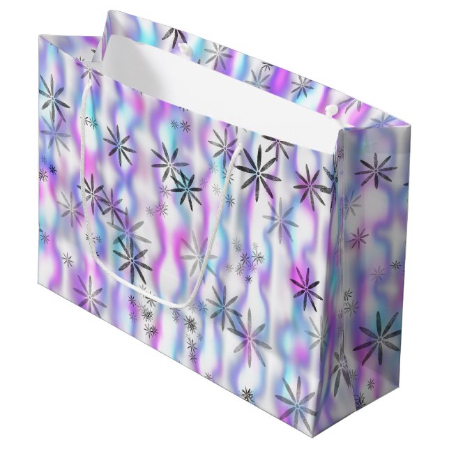 Dreamy Starburst Waves Pattern Large Gift Bag (Front Angled)