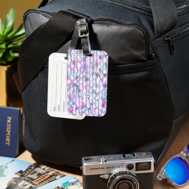 Dreamy Starburst Waves Pattern Luggage Tag (Front & Back)