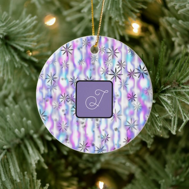 Dreamy Starburst Waves Pattern Personalised Ceramic Ornament (Tree)