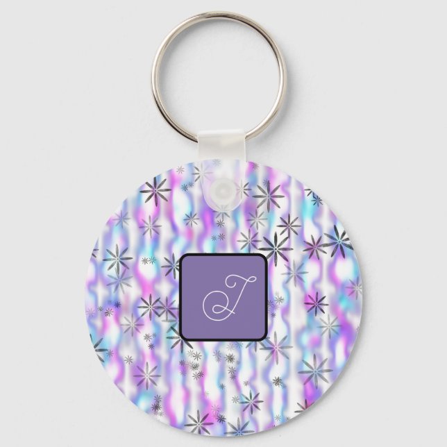 Dreamy Starburst Waves Pattern Personalised Key Ring (Front)
