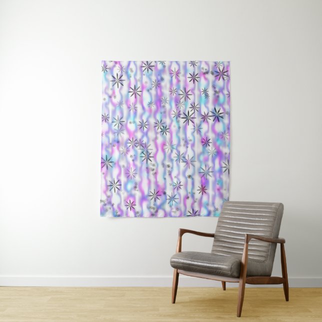 Dreamy Starburst Waves Pattern Tapestry (In Situ)