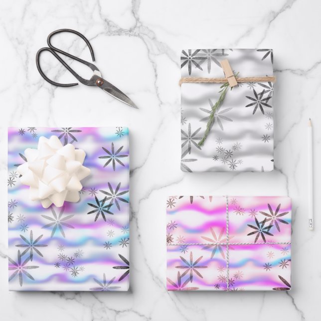Dreamy Starburst Waves Pattern Wrapping Paper Sheet (Front)