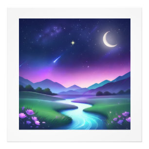 Dreamy Starlight River Landscape Serenity Photo Print