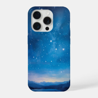 Dreamy Starry Night Sky over Forest Landscape Oil iPhone 15 Pro Case