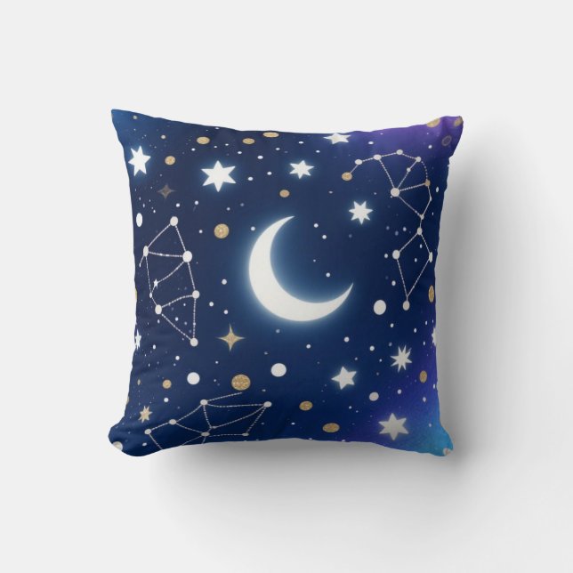 Dreamy Starry Night Sky Throw Pillow – Celestial C (Front)