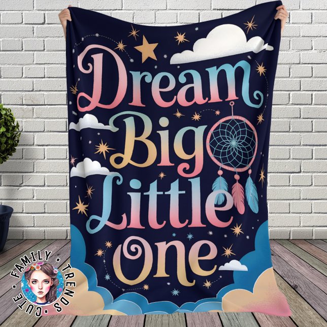 Dreamy Stars and Clouds Dream Big Little One Fleece Blanket (Creator Uploaded)