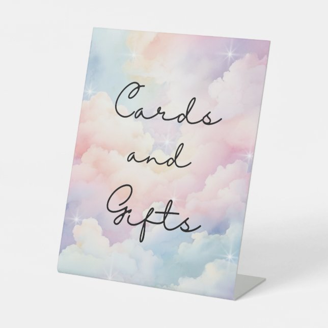 Dreamy Stars Cards Gifts Baby Shower Pedestal Sign (Front)