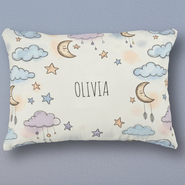 Dreamy Stars, Moons, and Fluffy Clouds  Decorative Cushion (Creator Uploaded)