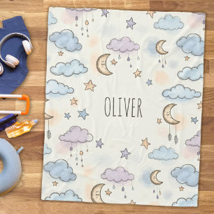 Dreamy Stars, Moons, and Fluffy Clouds  Fleece Blanket