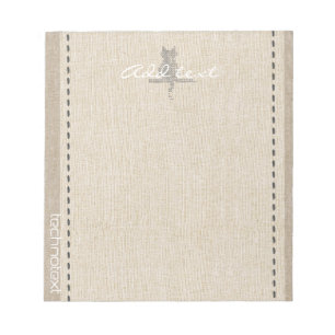 Dreamy Stitch Cat Linen Look Add Text Thank You Notepad