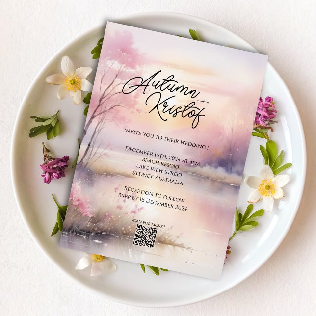 Dreamy Summer Beach Palm Tree Wedding invite (Creator Uploaded)