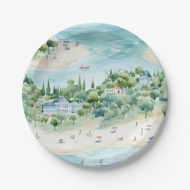 Dreamy Summer Seaside Holidays - Paper Plate (Front)