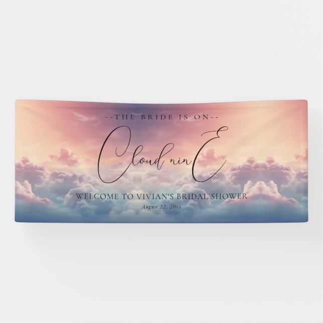 Dreamy Sunset Cloud Nine Bridal Shower Welcome Banner (Horizontal)