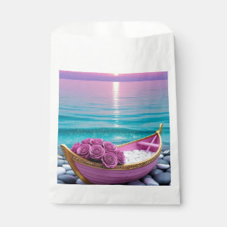 Dreamy Sunset Ocean & Pink Rose Boat Favour Bag