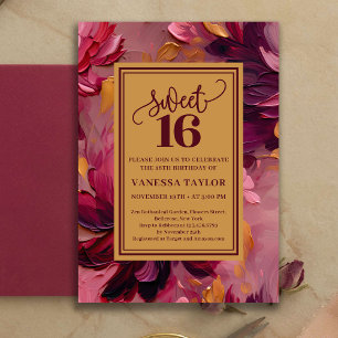Dreamy Sweet 16 Burgundy Blush Boho Invitation