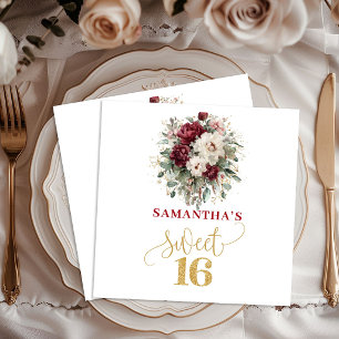 Dreamy Sweet Sixteen Blush Burgundy Napkins