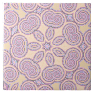 Dreamy Swirls – Pastel Psychedelic Pattern Ceramic Tile