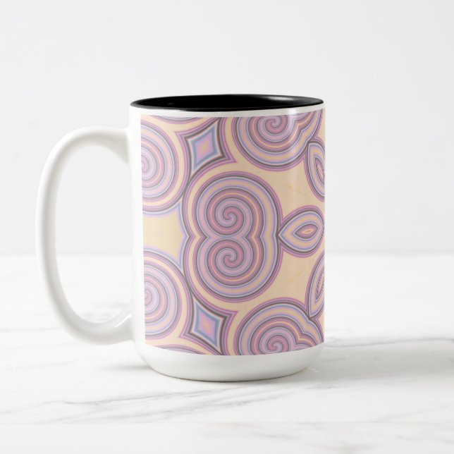 Dreamy Swirls – Pastel Psychedelic Pattern Two-Tone Coffee Mug (Left)