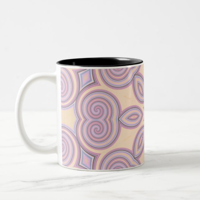 Dreamy Swirls – Pastel Psychedelic Pattern Two-Tone Coffee Mug (Left)