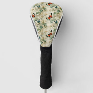 Dreamy Teal Butterfly Cottage Garden Floral Golf Head Cover