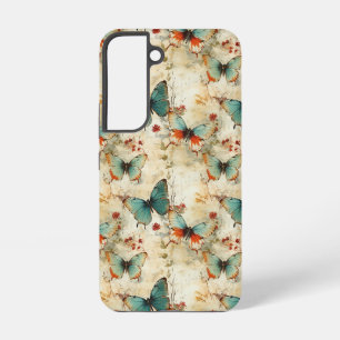 Dreamy Teal Butterfly Cottage Garden Floral Samsung Galaxy Case