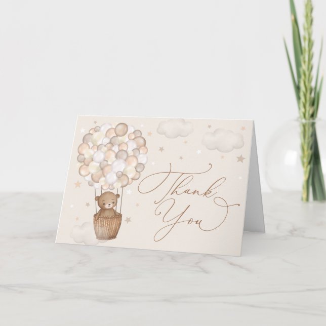 Dreamy Teddy Bear & Hot Air Balloon Thank You Card (Front)