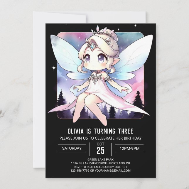 Dreamy Theme Fairy Birthday Invitation (Front)