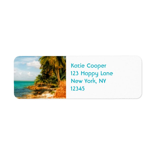 Dreamy Tropical Beach Return Address Label (Front)