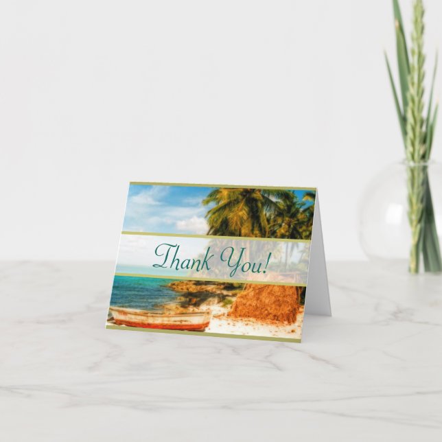 Dreamy Tropical Beach Wedding Thank You Card (Front)