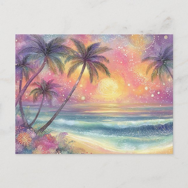 Dreamy tropical beachscape holiday postcard (Front)
