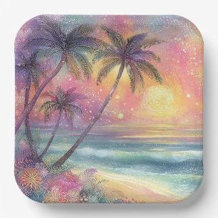 Dreamy tropical beachscape paper plate
