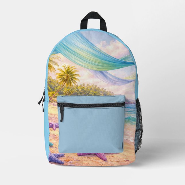 Dreamy Tropical Paradise Printed Backpack (Front)