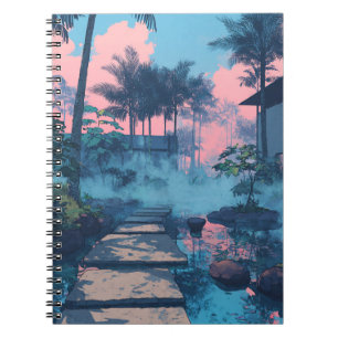 Dreamy Tropical Path Sunset Art Notebook