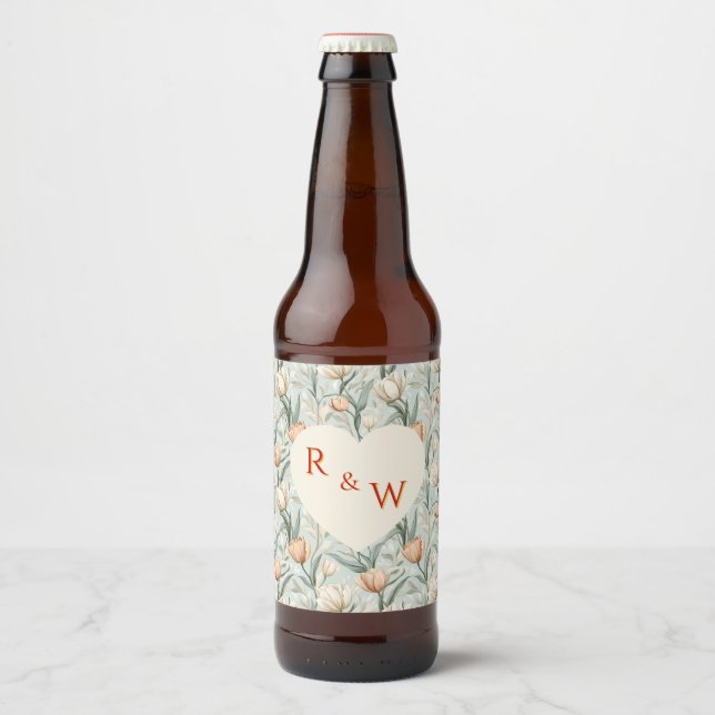 Dreamy Tulip Fantasy Fall Wedding Beer Bottle Label (Front)