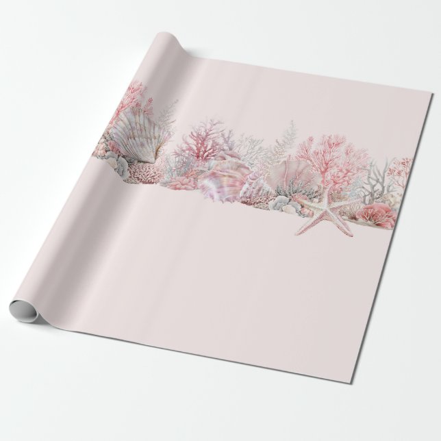 Dreamy Under the Sea Baby Shower Wrapping Paper (Unrolled)