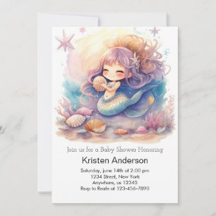 Dreamy Under the Sea Mermaid Baby Shower Invitation