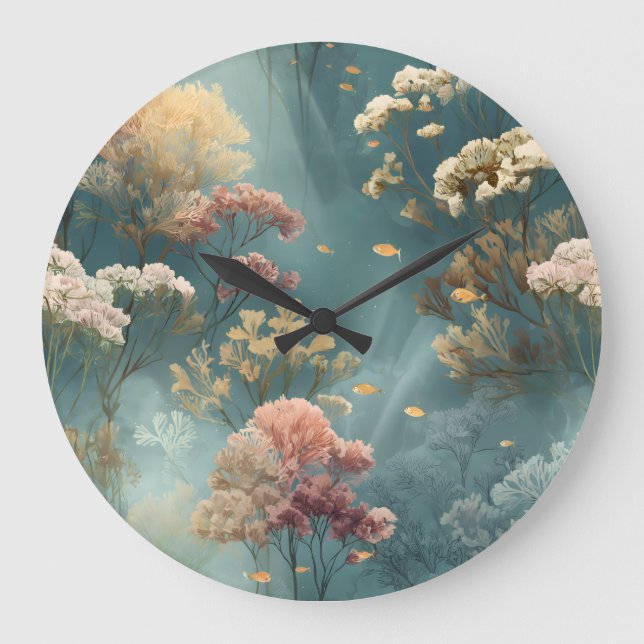 Dreamy Underwater Botanical Wall Clock (Front)