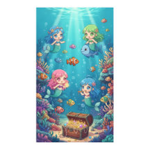 Dreamy underwater mermaid coral reef