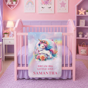 Dreamy Unicorn Pink Purple Girl Birthday Blanket G