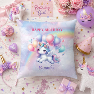 Dreamy Unicorn Pink Purple Girl Birthday Party Pil Cushion