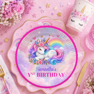 Dreamy Unicorn Pink Purple Girl Birthday Party Pla Paper Plate