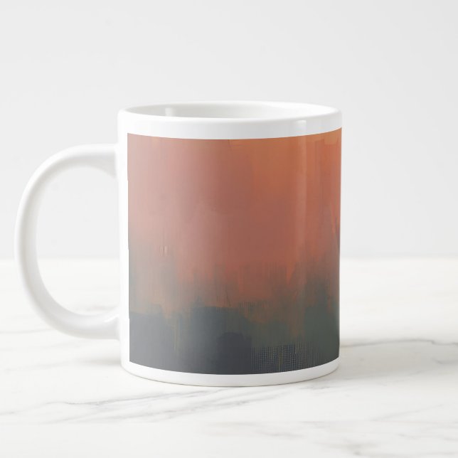 Dreamy Urban Mist – Abstract Cityscape Mug (Left)