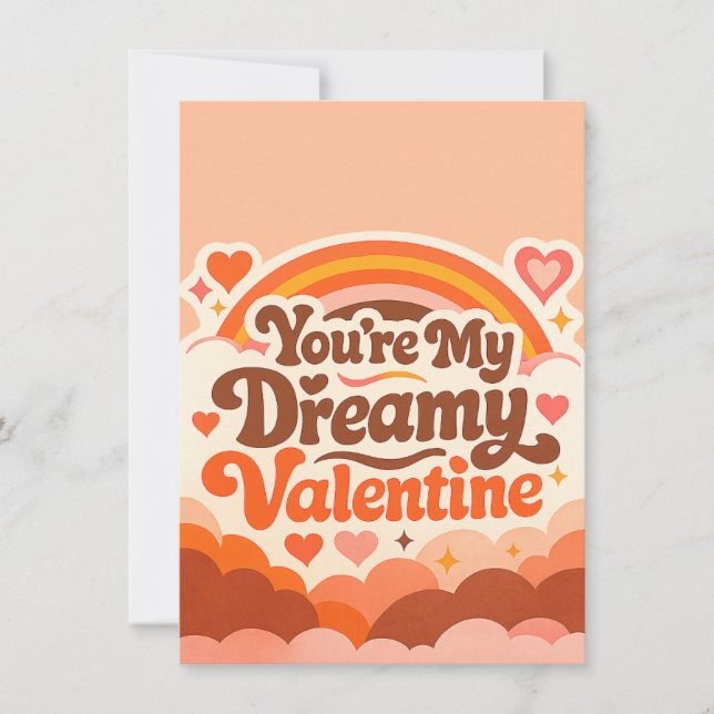 Dreamy Valentine’s Day Card Retro Love Rainbow Rom (Front)