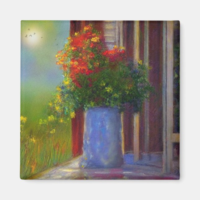 Dreamy Vase Of Flowers Magnet (Front)