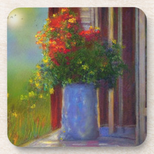 Dreamy Vase of Flowers Plastic Coasters